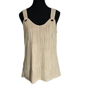 NWT Beige Textured Sleeveless Tank Top with Ring Strap Detail - Size Medium